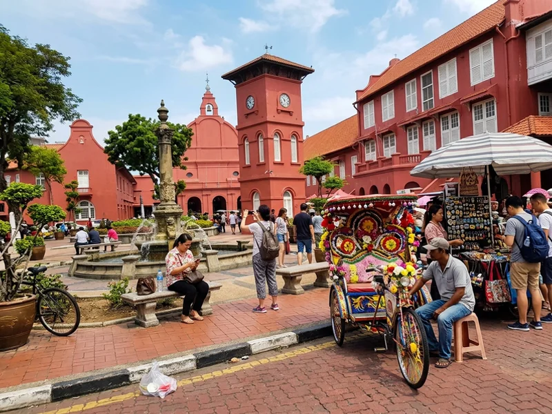 The red Stadthuys and Christ Church at Dutch Square in daylight